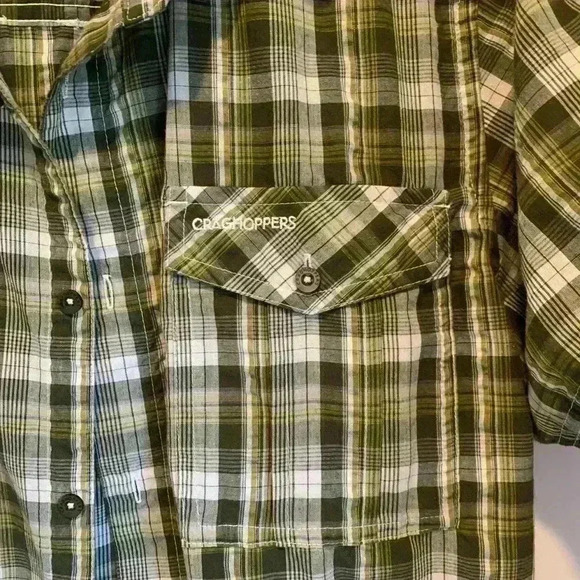 Craghoppers Casual Button Down Short Sleeve Shirt Green Plaid Men’s Large - Picture 8 of 9